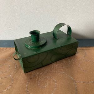 Vintage metal candle holder with storage